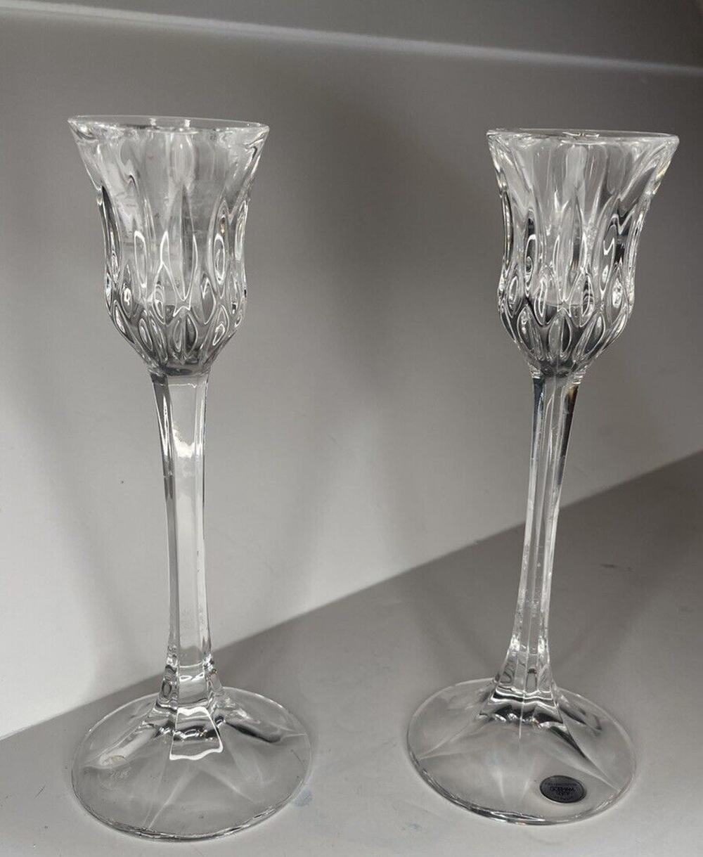 Gorham full lead crystal set of 2 candlesticks, Germany, 8”